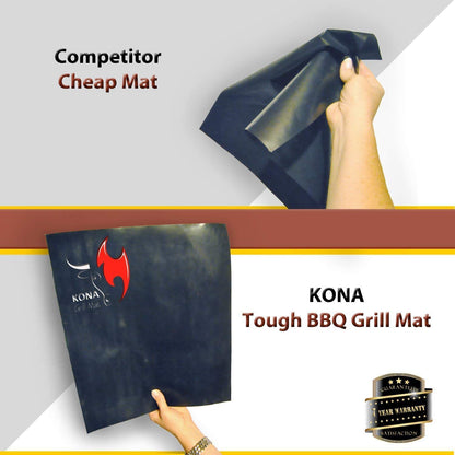 Kona BBQ Grill Mat Set & Grill Surface Thermometer - Barbecue Tool Gift Set