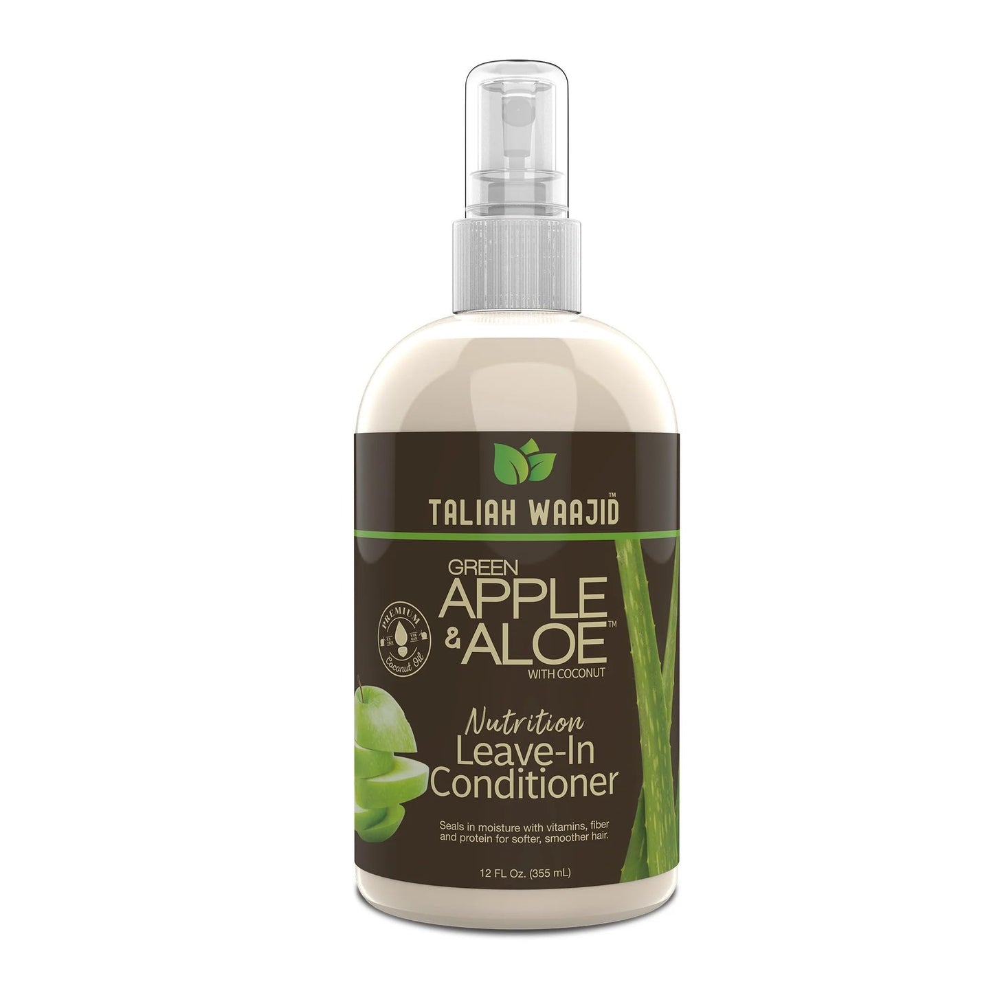 Taliah Waajid Green Apple & Aloe Nutrition Leave-In Conditioner with Coconut | Curl Moisturizer Vitamins, Fiber, and Protein Formula | Softer, Smoother Hair Treatment for Thick Curly Hair -12oz (U008)