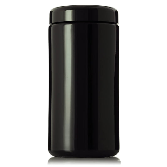 Artanis Home Black Ultraviolet Glass Jar with Lid | 1 Liter 33.8 oz Airtight Smell Proof Container | Wide Neck Herb Storage, Ideal for Coffee, Tea, Spices, Dried Goods, Tall Glass Jar for Kitchen