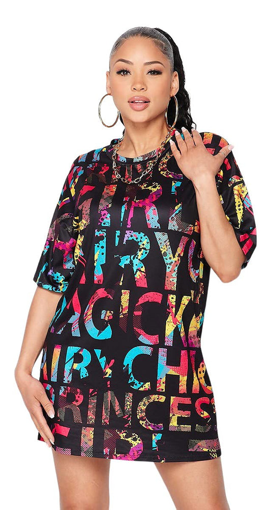 2Chique Boutique Women's Multicolor Printed Tunic Dress (Small, s)