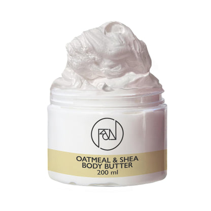 Flora and Noor Organic Whipped Shea Body Butter | Shea Butter for Face and Body Moisturizing Natural Body Butter for Dry Skin infused with Colloidal Oatmeal (200 ml)