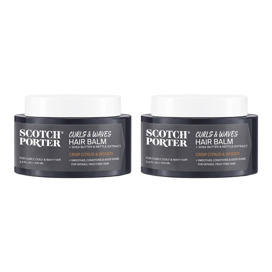Scotch Porter Curls & Waves Hair Balm for Men | Instantly Controls, Moisturizes, Defines & Adds Shine | Non-Toxic Ingredients, Free of Parabens, Sulfates & Silicones | Vegan | 3.4oz – 2 Pack