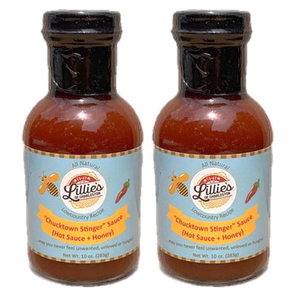 Lillie's of Charleston Chucktown Stinger (Hot Sauce + Honey) | Natural, No Preservatives, Vegan | Great with Chicken, Pork Ribs, Veggies, Fish, Fries & Pizza | 2-10 oz. bottles