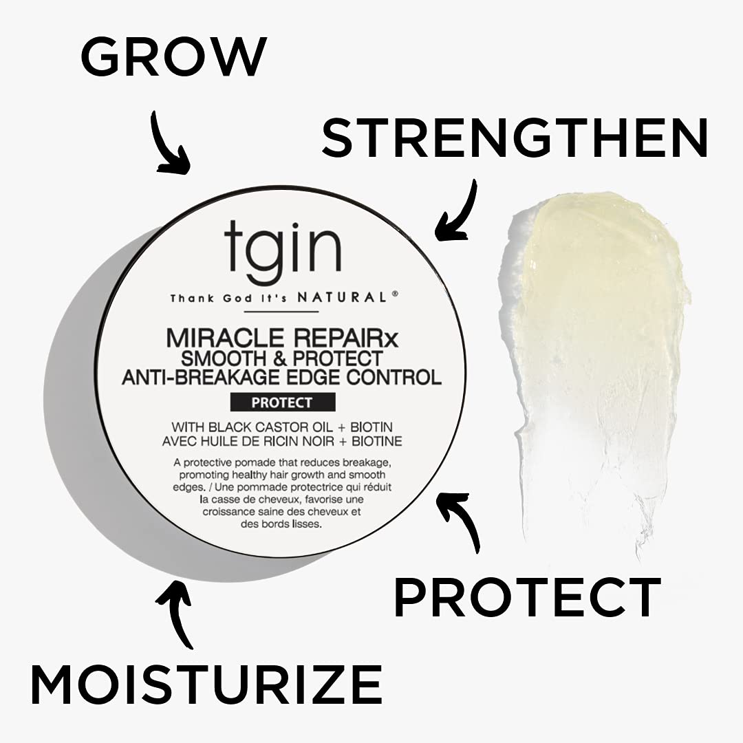 Thank God It's Natural tgin Miracle RepaiRx Smooth & Nourish Edge Control for For Damaged Hair - Repair - Protect - Restore - 4 ounces