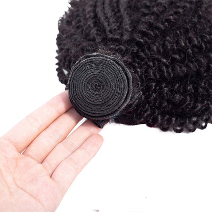 BLY 7A Mongolian Afro Kinky Curly Boho Human Braiding Hair - 3 Bundles, 18/20/22 Inch Unprocessed Weft Big Hair for African American Women - Natural Color