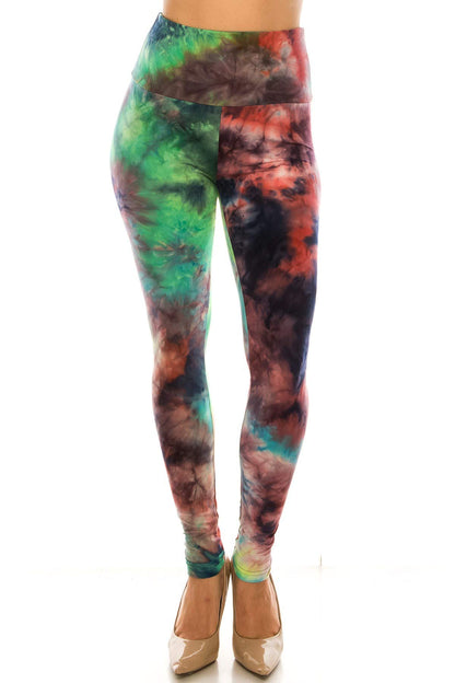 2Chique Boutique Women's High Waist Tie Dye Fashion Leggings Super Soft Stretch Fabric (Multicolor, Small)
