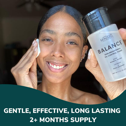 Minimo Balance Skin Brightening + Oil Control Daily Facial Toner - Hydrate & Detox Skin & Even Skin Tone - with Witch Hazel & Bamboo Water - Alcohol Free 4 oz