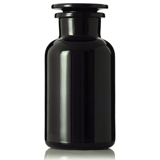 Artanis Home 500 ml (17 fl oz) Black Ultraviolet All Glass Airtight Smell Proof Apothecary Jar for Tea, Spices, Dried Goods, Herb Storage | Vintage Style Glass Jar with Glass Lid for Kitchen