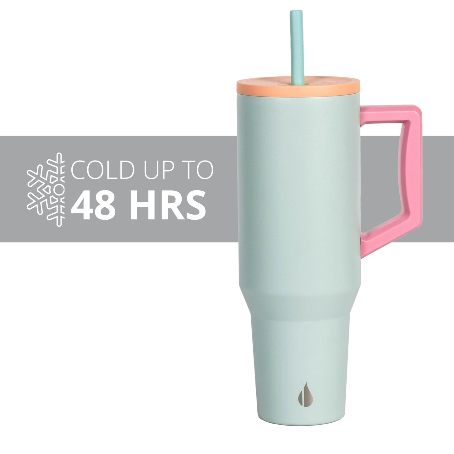 Elemental 40 oz Tumbler with Handle and Straw - Spill Proof Insulated Stainless Steel Commuter for Hot and Cold Beverages - Travel Coffee Mug with 2 Straws & Spill Proof Lid - 40oz - Mint Sorbet
