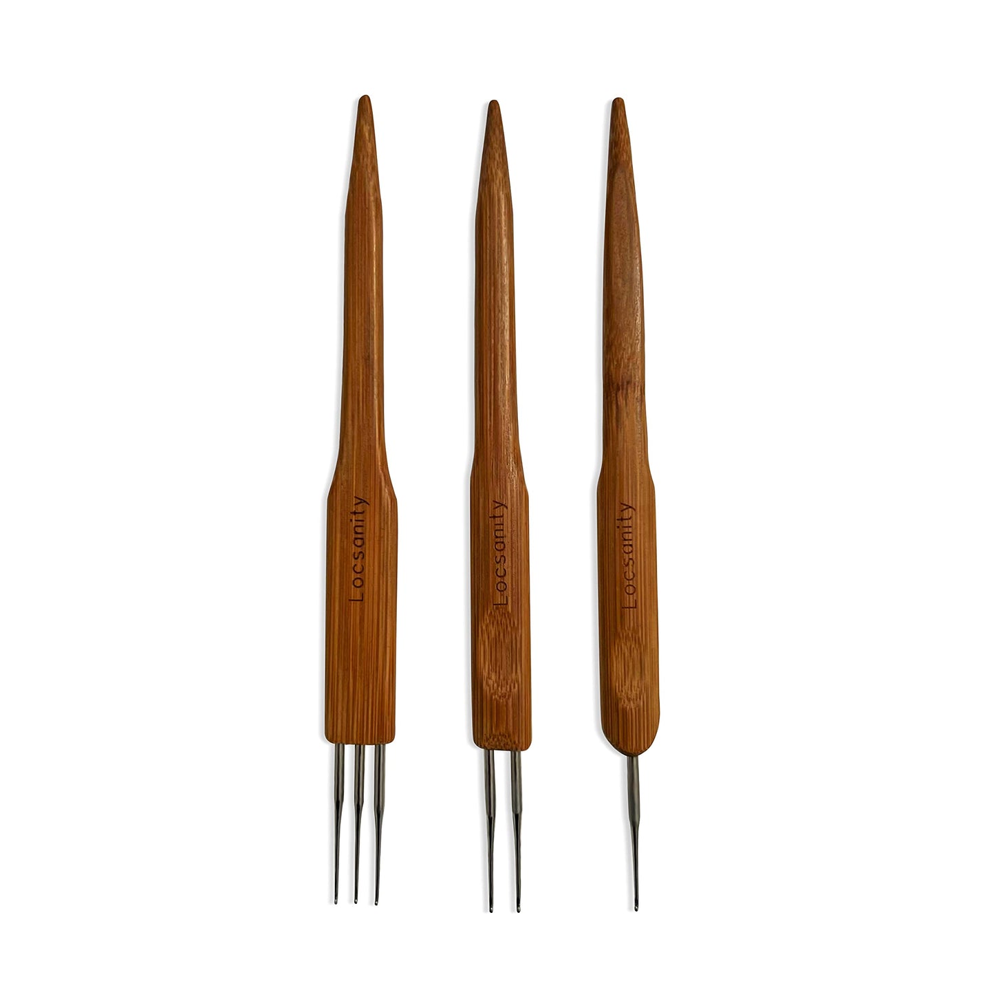 Locsanity Dreadlocks Tool Single, Double, and Triple Set Tapered Crochet Needle Bamboo Handle Dreadlocks .75