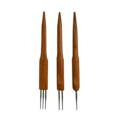 Locsanity Dreadlocks Tool Single, Double, and Triple Set Tapered Crochet Needle Bamboo Handle Dreadlocks .75