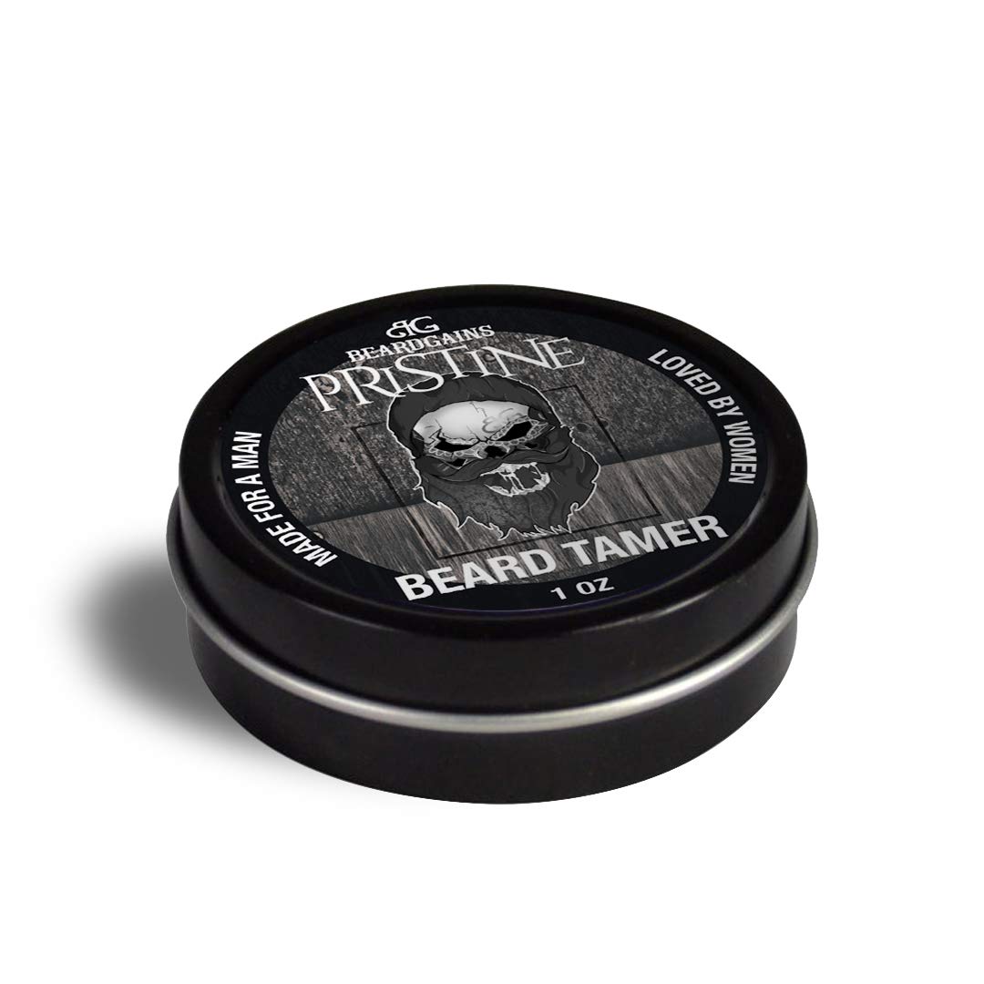 Beard Gains Pristine Scented Color Tinted Beard Tamer Wax for Men, Shape, Style & Groom Facial Hairs with Organic Balm Leave In Conditioner, Control Wild Whisker Hairs - Choose Your Hair Color (Black)