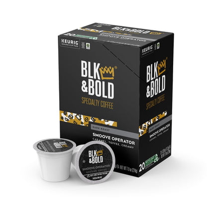 BLK & Bold Smoove Operator, Keurig Single Serve K-Cup Pods, Premium Dark Roast, 100% Arabica Beans, 20 Count