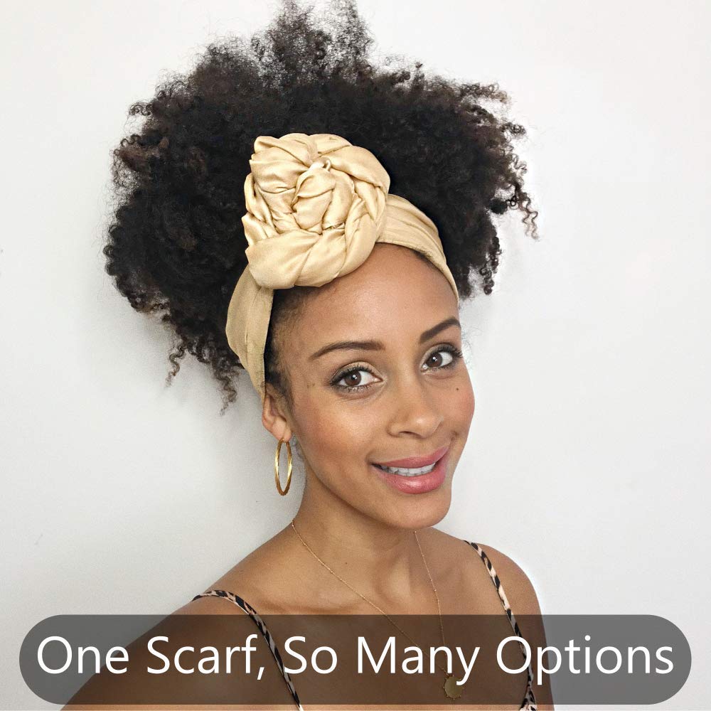 100% Satin Head Scarf | Headwrap for Women | Hair Turban for Black Women (Red)
