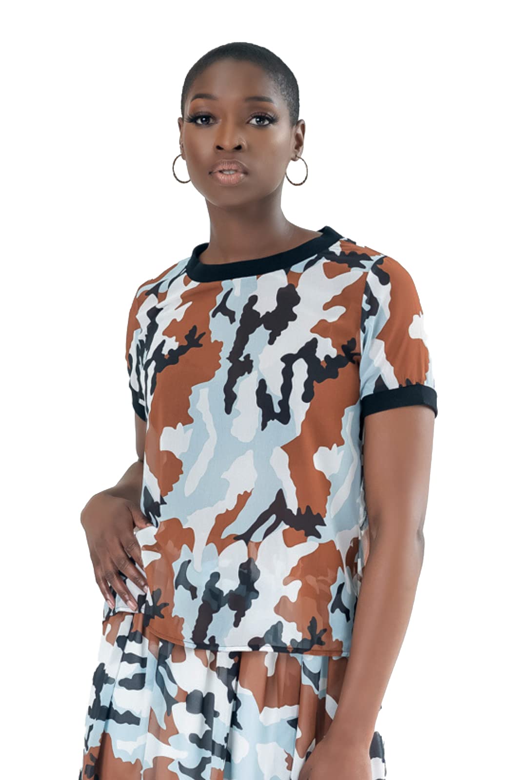 Pantora Women's Tracie Chiffon Tee, Camo print, Small