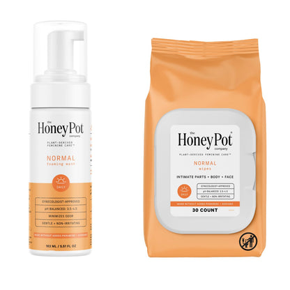 The Honey Pot Company - Feminine Wash & Feminine Wipe Bundle - Includes Unscented Ph Balance Feminine Wash and Wipes for Women - Herbal Infused Feminine Care Products - Normal