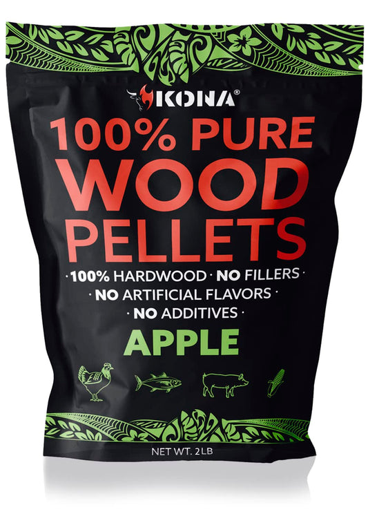 Kona 100% Apple Smoker Pellets, Intended for Ninja Woodfire Outdoor Grill, 2 lb Resealable Bag