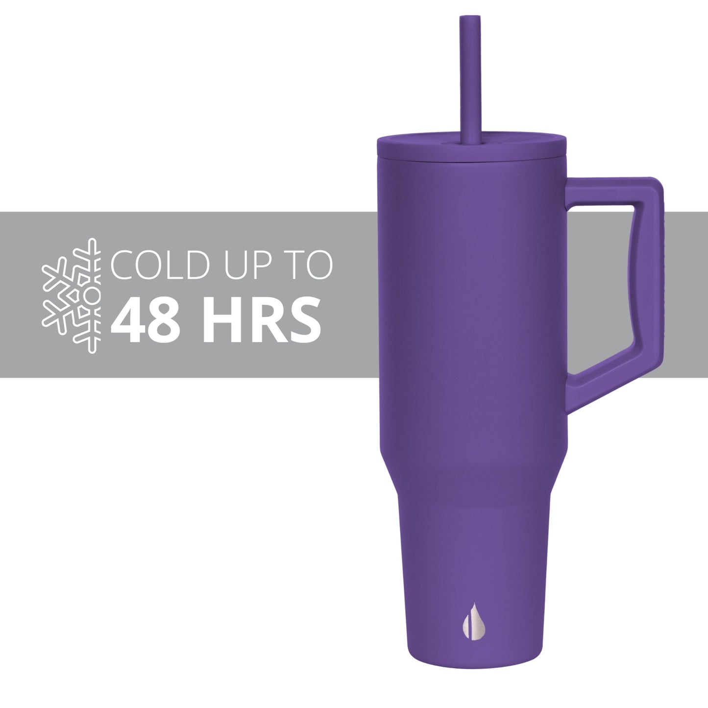 Elemental 40 oz Tumbler with Handle and Straw - Spill Proof Insulated Stainless Steel Commuter for Hot and Cold Beverages - Travel Coffee Mug with 2 Straws & Spill Proof Lid - 40oz - Purple
