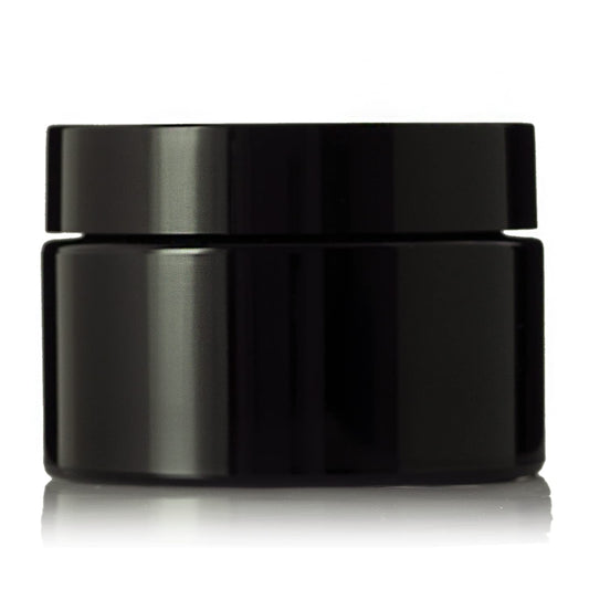 Artanis Home Black Ultraviolet Glass Jar with Lid | 240 ml (8 fl oz) Airtight Smell Proof Container | Child Resistant Lid, Low Profile, for Herb Storage, Cosmetics, Tea, and Dried Goods