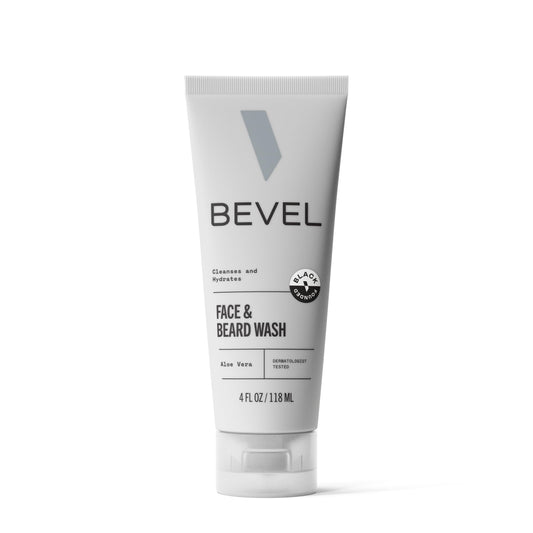 Bevel Face & Beard Wash with Witch Hazel and Aloe Vera to Cleanse, Hydrate and Brighten Skin, 4 Fl Oz