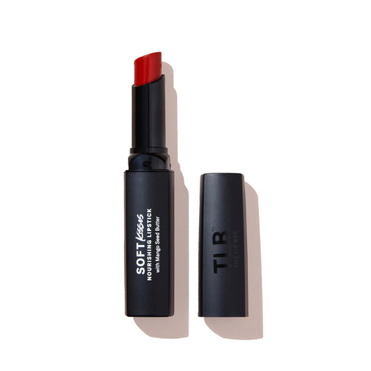 The Lip Bar Soft Kisses Nourishing Vegan Lipstick, with Moisturizing Mango Seed Butter, Satin Finish, Savvy - Red