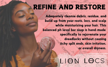Lion Locs Shampoo Bar & Conditioner - Works for All Hair Types - Dreadlocks, Microlocs, Sisterlocks, Wicks, Brotherlocks, Braids | Build Up & Residue Free (5oz)