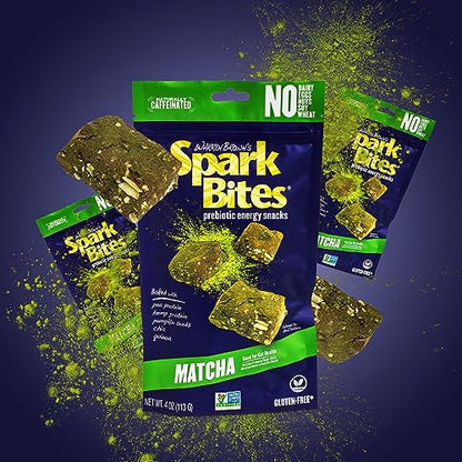 SPARK BITES Matcha - Green Tea (Pack of 6) Allergen Free Vegan Healthy Energy Snack - A Steady Release of Wholesome Energy with NONE OF THE TOP 8 ALLERGENS - Vegan, Non-GMO, Gluten-Free