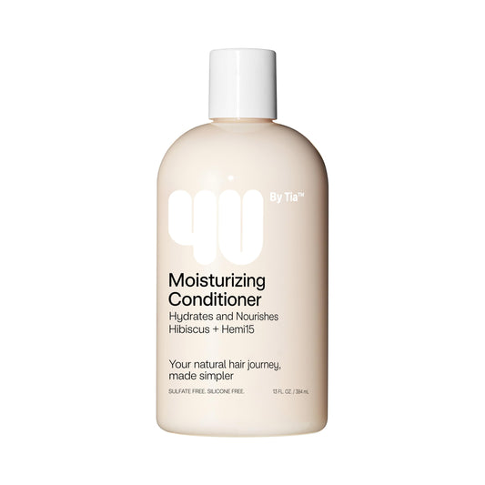 4U by Tia Moisturizing Conditioner for Curly, Coily, Kinky Hair - Nourishing Conditioner for Men & Women - Hemi15 & Hibiscus Formula for Frizz Control (13 fl oz), Beige
