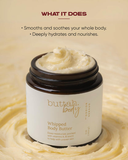 Buttah Skin by Dorion Renaud Whipped Body Butter 4oz - 100% All Natural & Organic (Hard in Jar) Pure Whipped Virgin Raw African Shea Butter - Moisturizer for Melanin Rich Skin - Black Owned Skincare