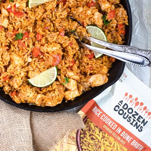 A Dozen Cousins Microwave Rice Cooked in Chicken Bone Broth | 7g Protein with Collagen | Rice for Meals, Sides (3 Flavor Variety Pack, 6 Pack)