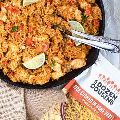 A Dozen Cousins Microwave Rice Cooked in Chicken Bone Broth | 7g Protein with Collagen | Rice for Meals, Sides (3 Flavor Variety Pack, 6 Pack)