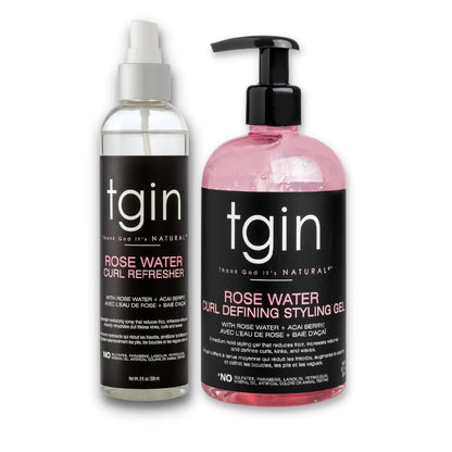 tgin Rose Water Curl Defining Styling Gel for Curly Hair (8 oz + 13 oz) - Highly Effective for Curls, Reducing Frizz, and Boosting Volume, Lightweight Moisture, Scented