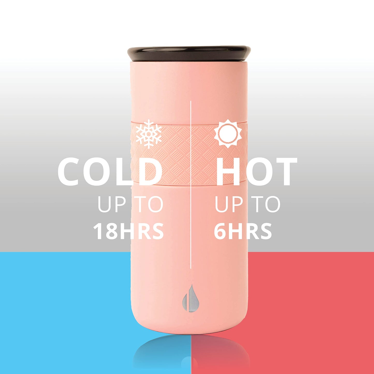 Elemental Artisan Insulated Tumbler, Triple Wall Coffee Travel Mug, Reusable Stainless Steel Coffee Tumbler with Ceramic Lid, Thermal Coffee Cups for Hot (6 Hrs) & Cold (18 Hrs), 16oz - Rose Pink