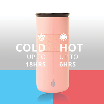 Elemental Artisan Insulated Tumbler, Triple Wall Coffee Travel Mug, Reusable Stainless Steel Coffee Tumbler with Ceramic Lid, Thermal Coffee Cups for Hot (6 Hrs) & Cold (18 Hrs), 16oz - Rose Pink