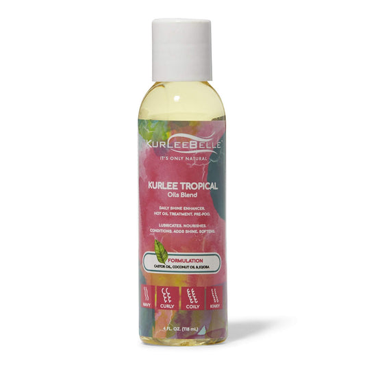 Kurlee Belle Kurlee Tropical Oils Blend, 4 Fl Oz - Stimulates Growth - Pre Shampoo to add Volume and Shine