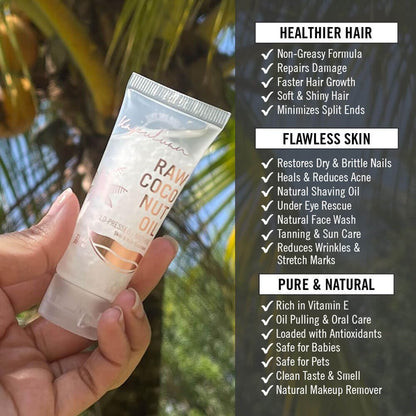 Kapuluan Coconut Oil for Hair, Skin - Extra Virgin Cold Pressed Oil with MCTs for Body Care or Haircare, Hair Growth, Aceite de Coco Natural, Baby, Dogs, Pets Travel Mini Tube (5 x 25ml)
