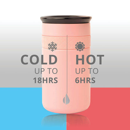 Elemental Artisan Insulated Tumbler, Triple Wall Coffee Travel Mug, Reusable Stainless Steel Coffee Tumbler with Ceramic Lid, Thermal Coffee Cups for Hot (6 Hrs) & Cold (18 Hrs), 12oz - Rose