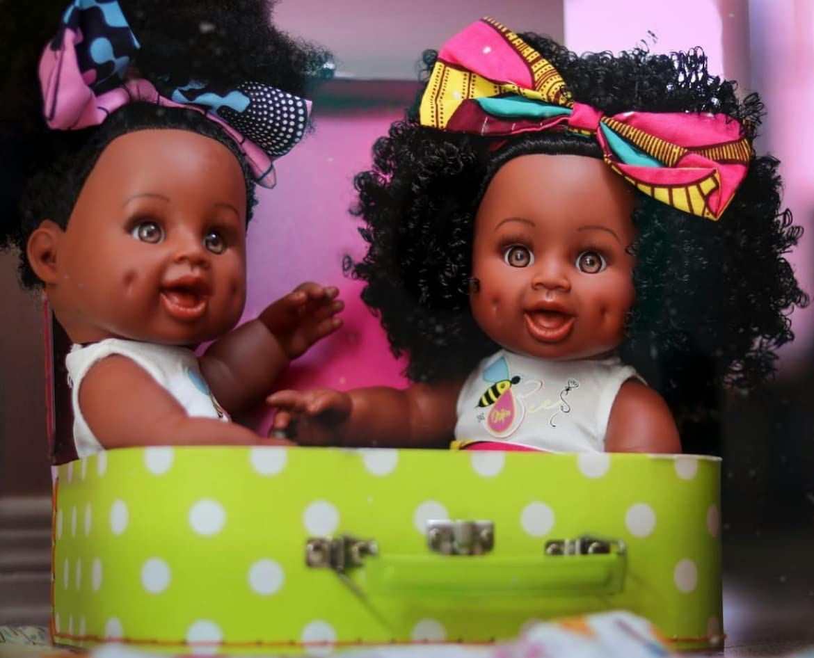 Natural Ella Baby Bee Doll - African American, Black, Biracial, Latino Baby Doll with Curly Natural Black Hair for Kids 3 and up for Birthday Gift