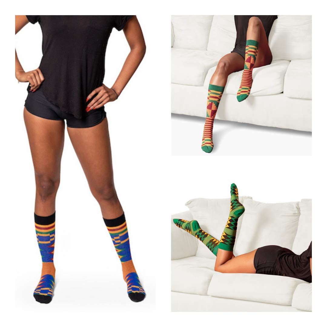 ADVANSYNC Premium Kente Cloth Socks (9-12, 3 Pack Bundle No 1)