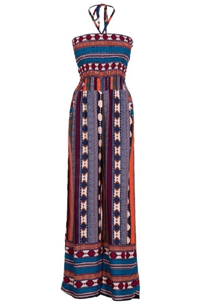 2Chique Boutique Women's Yellow and Black Printed Jumpsuit with Pockets (S/M)