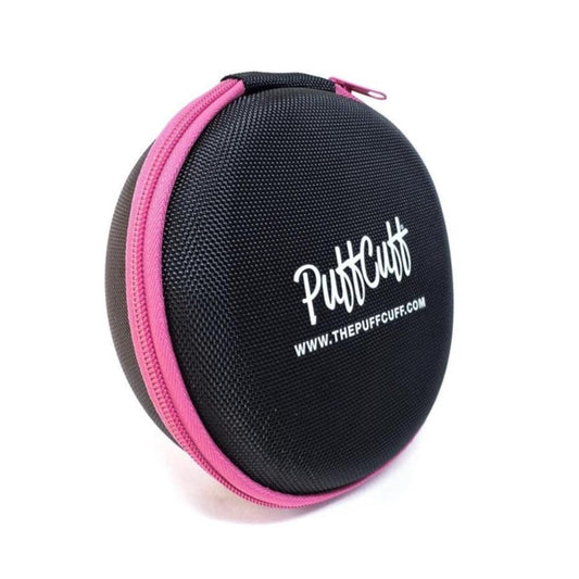 PuffCuff Round Hardcover Carry Case, Hair Clamp Storage & Protector, Black, 1 Piece, 5.25 x 2 x 5.25