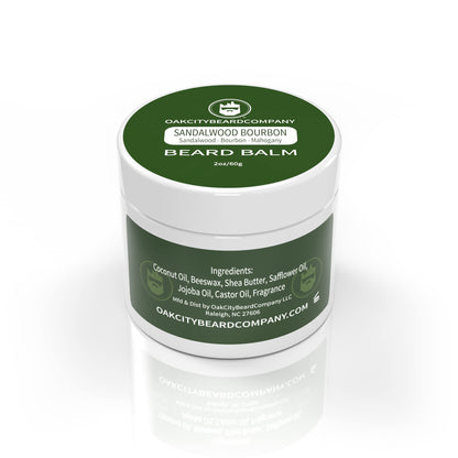 Oak City Beard Company - Sandalwood Bourbon - 2 Ounce - Beard Balm - Sandalwood - Bourbon - Mahogany - Beard Conditioner