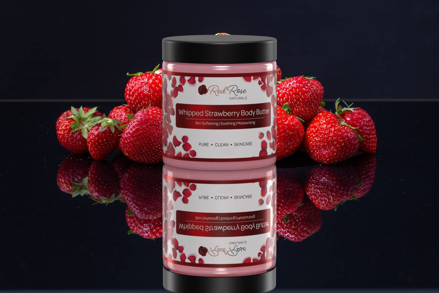 Red Rose Naturals Whipped Strawberry Body Butter for Sensitive, Dry Skin, 8 Oz, Non-Greasy, Soft & Creamy, Moisturizing Shea Butter- Natural Skincare for All Skin – Vegan