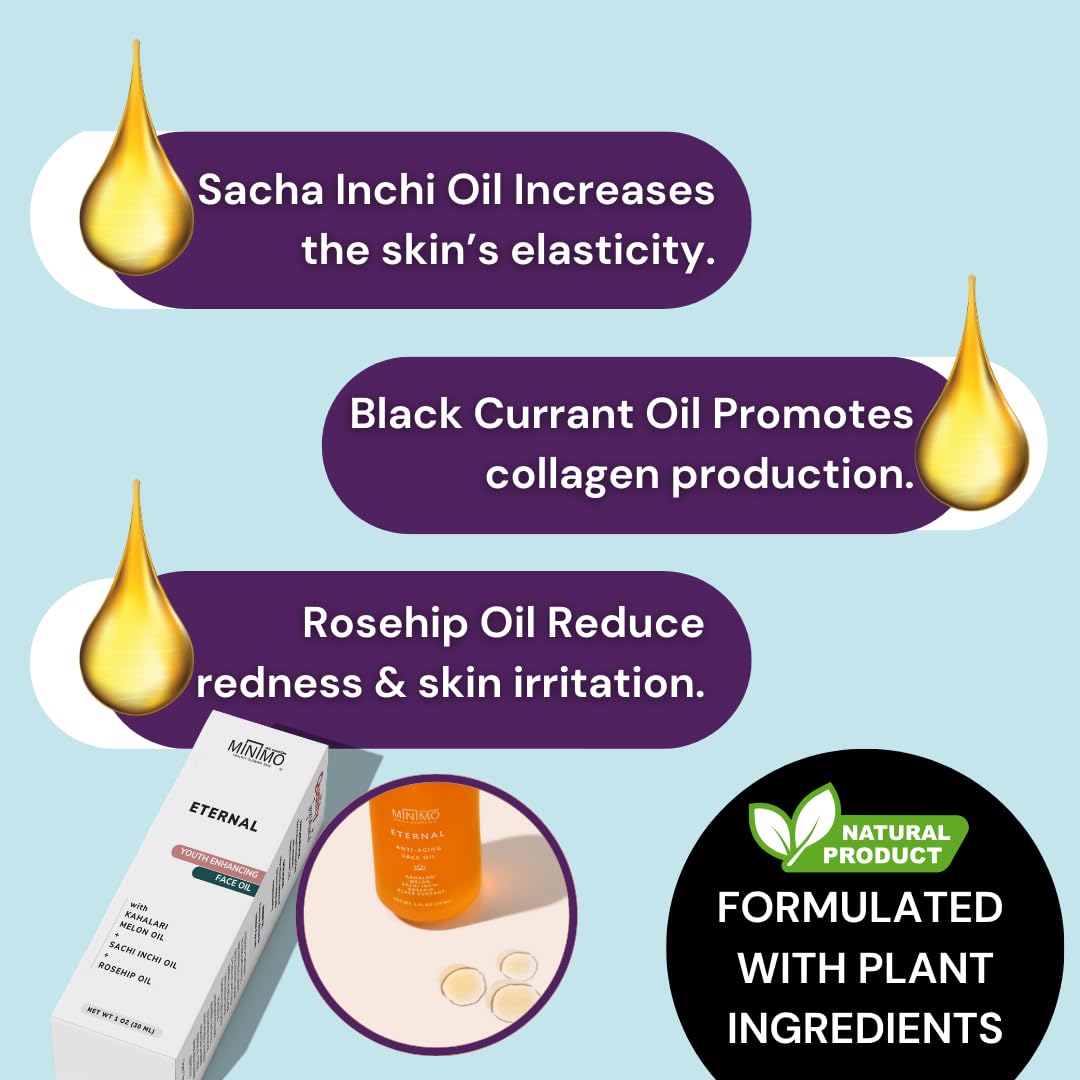 Minimo Skin Essentials Vitamin C Glow Face Oil – Facial Oil Instantly Nourishes | Vitamin C face Oil for glowing Radiant skin | Eternal Concentrated Lightweight Youth Enhancing Daily Face Oil - 1 oz