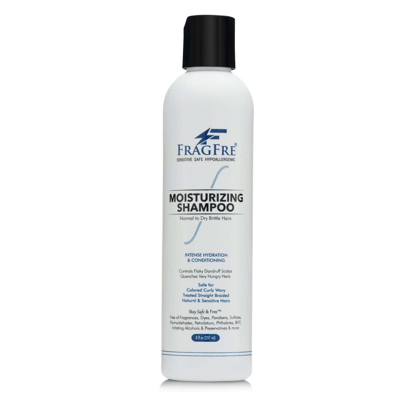 FRAGFRE Moisturizing Shampoo 8 oz: Fragrance-Free, Hypoallergenic, and Sulfate-Free - Nourish and Hydrate Your Dry, Hungry Hair with a Safe and Gentle Oil Shampoo - Ideal for Colors and Sensitive Scalps - Vegan and Cruelty-Free (1 Pack 8 oz)