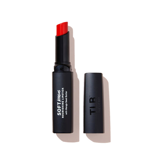 The Lip Bar Soft Kisses Nourishing Vegan Lipstick, with Moisturizing Mango Seed Butter, Satin Finish, Vexxed - Orange Red