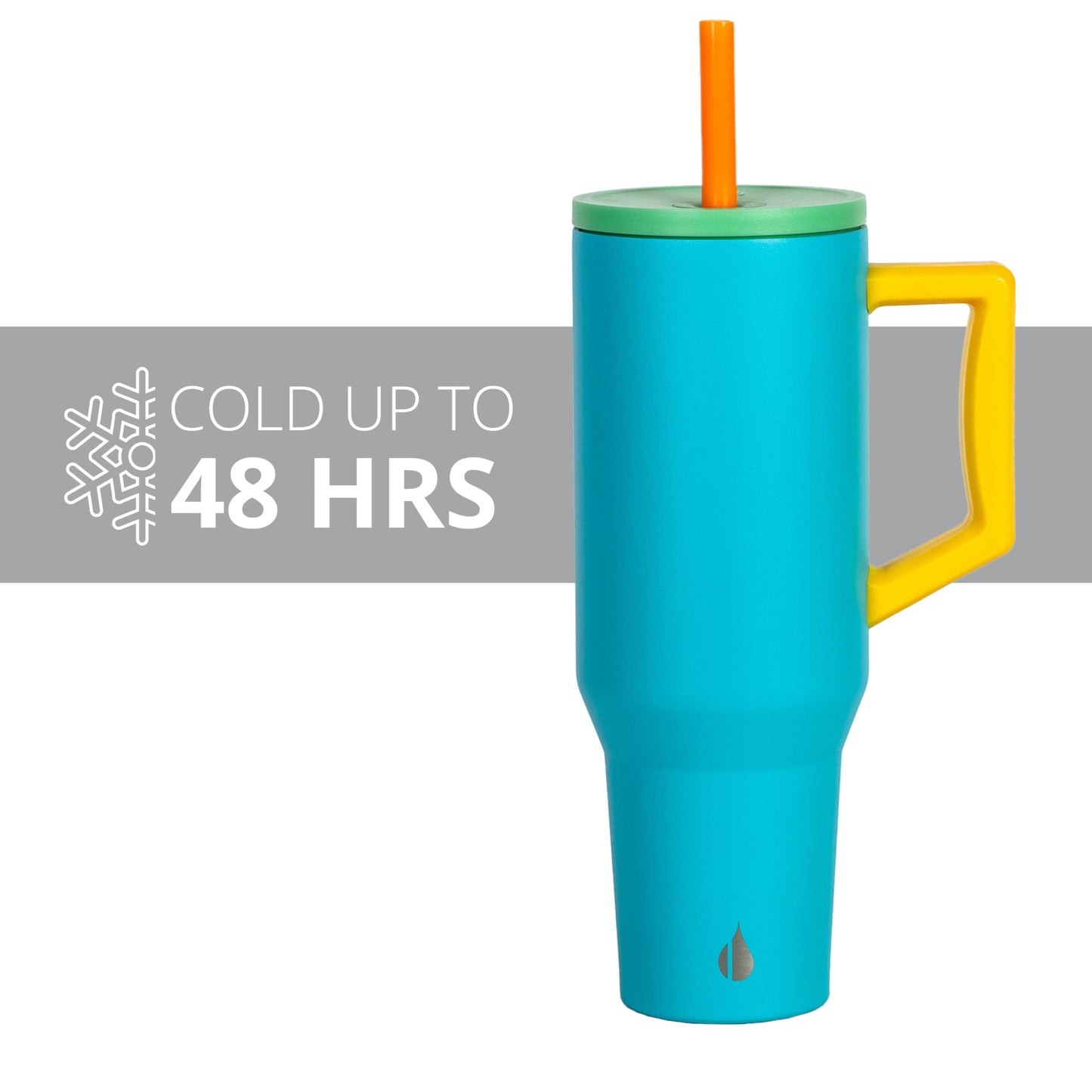 Elemental 40 oz Tumbler with Handle and Straw - Spill Proof Insulated Stainless Steel Commuter for Hot and Cold Beverages - Travel Coffee Mug with 2 Straws & Spill Proof Lid - 40oz - Blue Lagoon