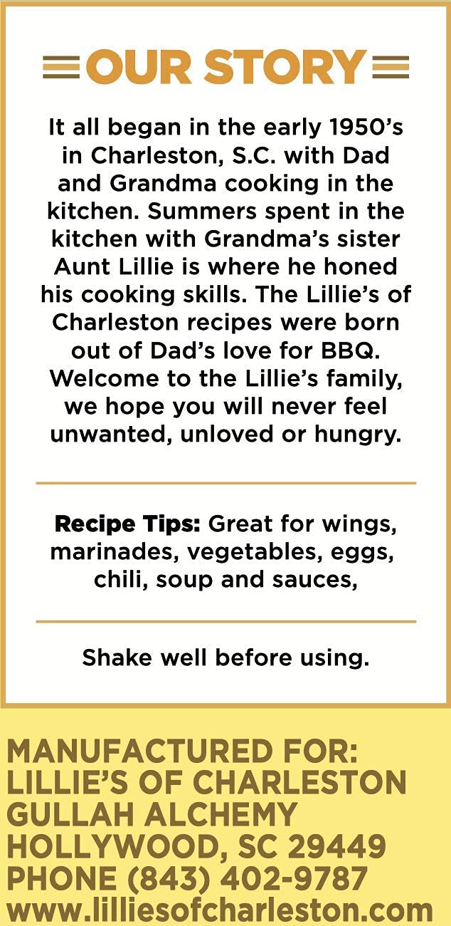 Lillie's of Charleston Low Country Loco Natural Hot Sauce| No Preservatives, Vegan & Lower Sodium | Great on Buffalo Wings, Oysters, Shrimp, Seafood, Scrambled Eggs, Grits and Veggies | 5 oz Bottle