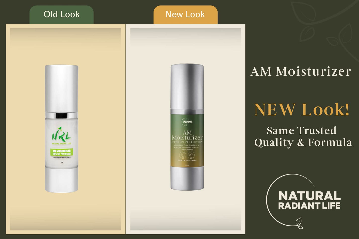 NRL NATURAL RADIANT LIFE AM FACE MOISTURIZER with SPF – Daily Sunscreen Protection, Organic Face Cream, Oil - Free Deeply Hydrating Facial Lotion, Repairs, Soothes and Nourish Irritated, Dry and Damaged Skin - 30ml / 1 Oz (Packaging May Vary)