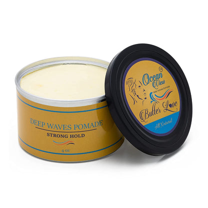 OCEAN VIEW DEEP WAVES POMADE Butter Love (All Natural Wave Grease w/Shea Butter 4oz) and Ocean View Pomade (Water-Based pomade 4 oz) for 360 Wave Training and Wolfing, Strong Hold, Easy Wash